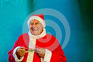 Santa Claus with a tape measure