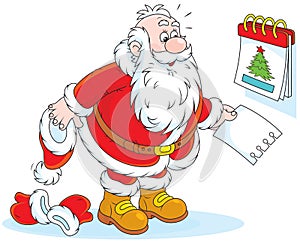 Santa Claus and a tear-off calendar