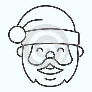 Santa Claus thin line icon. Grandfather smilling face with conic hat. Christmas vector design concept, outline style