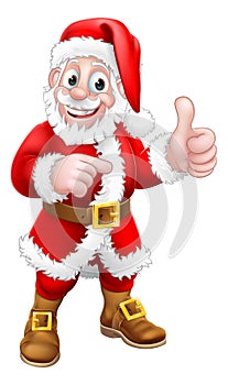 Santa Claus Thumbs Up Pointing Christmas Cartoon