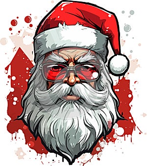 Santa Claus. Trendy hipster Vector illustration of Santa Claus in a red suit.