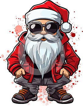 Santa Claus. Trendy hipster Vector illustration of Santa Claus in a red suit.