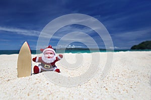 Santa Claus at tropical beach