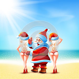 Santa Claus and two girls