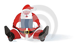 Santa Claus Typing his Laptop