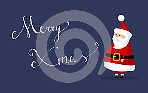 Santa Claus Vector with `Merry Christmas` wishes as `Merry xmas` on the right