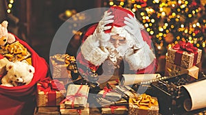 Santa Claus was tired under stress photo