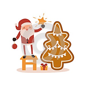 Santa claus on white background. Vector illustration for retro christmas card