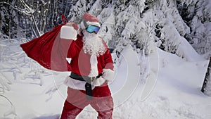 Santa Claus in a winter forest