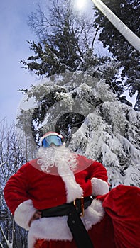 Santa Claus in a winter forest