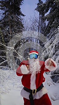 Santa Claus in a winter forest