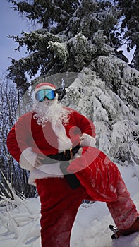 Santa Claus in a winter forest