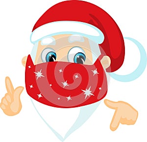 Santa Claus wit Face Mask - Coronavirus Christmas - Funny Vector Cartoon