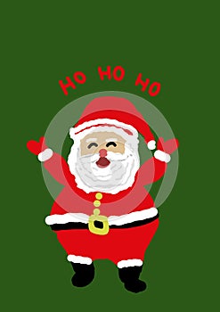 Santa Claus with Word Ho Ho Ho on Green Background