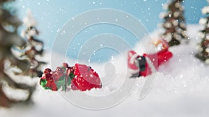 Santa Claus in Xmas Scene with Snow falling. Christmas Season video background