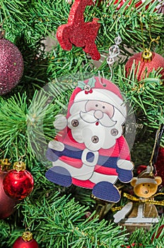 Santa Clause Christmas ornament tree, detail, close up