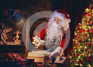 Santa Clause is preparing gifts