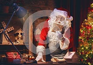 Santa Clause is preparing gifts