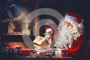 Santa Clause is preparing gifts