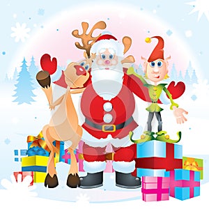 Santa Clause, Rudolph and Elf photo