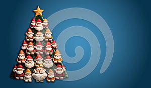Santa Clauses Assembly in shape Christmas Tree