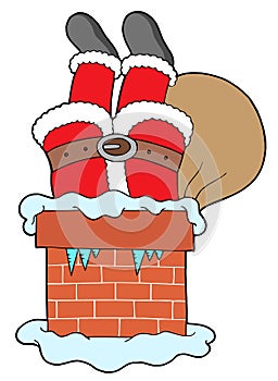 Santa Clauses legs with chimney