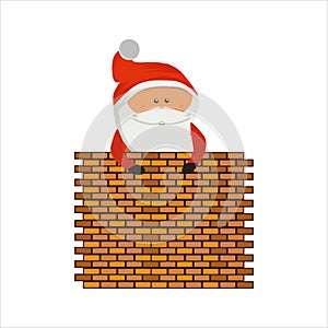 Santa clous behind a brick wall