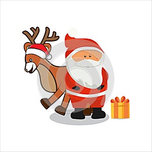 Santa clous and christmas reindeer with design eps 10