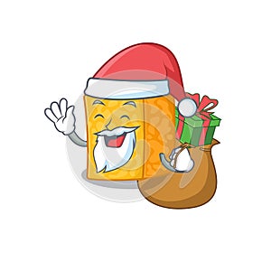 Santa colby jack cheese Cartoon character design having box of gift
