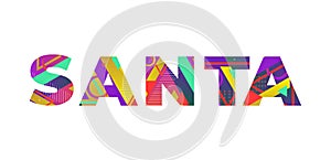 Santa Concept Retro Colorful Word Art Illustration