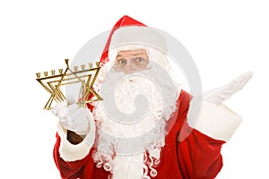 Santa Confused by Menorah