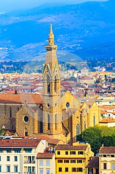 Santa Croce aerial view, Florence, Italy