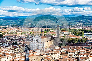 Santa Croce basilica on a beautiful day, Florence, Tuscany, Italy