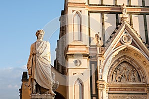 Santa Croce church and Dante, Florence, Italy photo