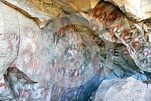 santa cruz argentina prehistoric place, cuevas de las manos hand cave rock art from more than 8000ac