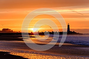 Santa Cruz Breakwater Light Walton Lighthouse at sunrise