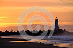 Santa Cruz Breakwater Light Walton Lighthouse at sunrise