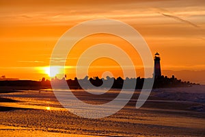 Santa Cruz Breakwater Light Walton Lighthouse at sunrise