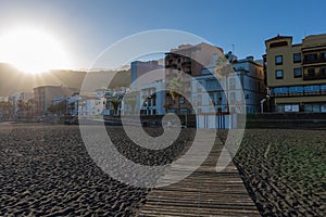 Santa Cruz d la Palma - beautiful capital of La Palma. Canary islands of Spain. Panoramic view of downtown and the beach
