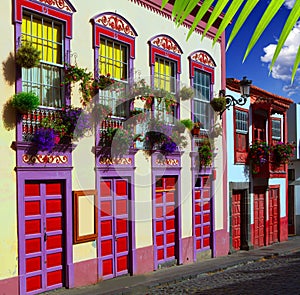 Santa Cruz de La Palma colonial house facades photo