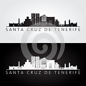 Santa Cruz de Tenerife skyline and landmarks silhouette
