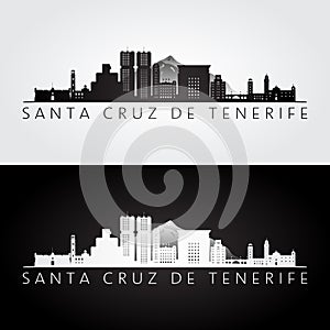 Santa Cruz de Tenerife skyline and landmarks silhouette photo