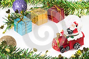 Santa Crystal snow ball on Christmas background