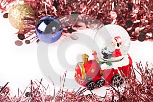 Santa Crystal snow ball on Christmas background