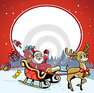 Santa and the deer greeting christmas