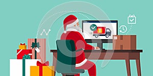 Santa delivering gifts online