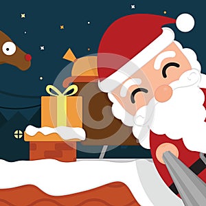 santa distributing gifts. Vector illustration decorative design