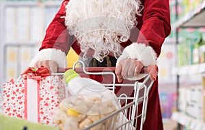 Santa doing grocery shopping