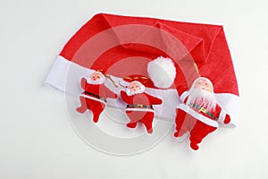 Santa dolls on a white background