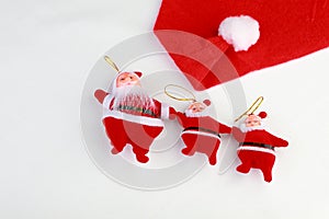 Santa dolls on a white background